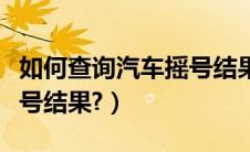 如何查询汽车摇号结果信息（如何查询汽车摇号结果?）