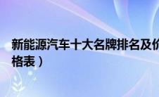 新能源汽车十大名牌排名及价格（新能源汽车前十名品牌价格表）