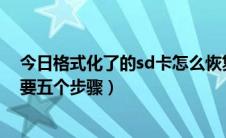 今日格式化了的sd卡怎么恢复（SD卡格式化怎么恢复只需要五个步骤）