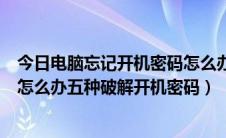 今日电脑忘记开机密码怎么办简单方（忘记电脑开机密码了怎么办五种破解开机密码）