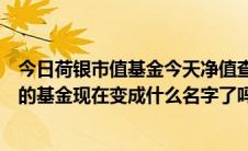 今日荷银市值基金今天净值查询（请问；有谁知道荷银市值的基金现在变成什么名字了吗）