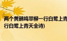 两个黄鹂鸣翠柳一行白鹭上青天的下一句(两个黄鹂鸣翠柳一行白鹭上青天全诗)