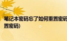 笔记本密码忘了如何重置密码(笔记本电脑密码忘记了怎么重置密码)