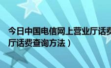 今日中国电信网上营业厅话费查询号码（中国电信网上营业厅话费查询方法）