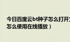 今日百度云bt种子怎么打开文件（百度云bt种子怎么打开 怎么使用在线播放）