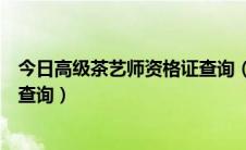 今日高级茶艺师资格证查询（国家人力资源部茶艺师资格证查询）