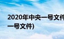 2020年中央一号文件重点解读(2020年中央一号文件)