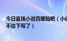 今日官场小说百度贴吧（小说 《官场风流》的作者 为什么不往下写了）