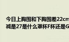 今日上胸围和下胸围差22cm是什么罩杯（请问上下胸围相减是27是什么罩杯F杯还是G杯）