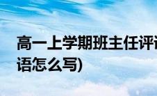 高一上学期班主任评语(高一上学期班主任评语怎么写)