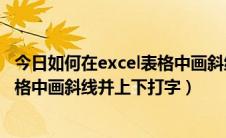 今日如何在excel表格中画斜线并上下打字（如何在excel表格中画斜线并上下打字）