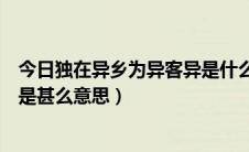 今日独在异乡为异客异是什么意思啊（独在异乡为异客的异是甚么意思）