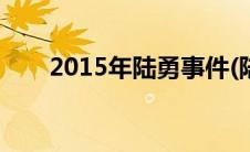 2015年陆勇事件(陆勇事件今日说法)