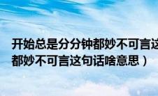 开始总是分分钟都妙不可言这句话的意思（开始总是分分钟都妙不可言这句话啥意思）