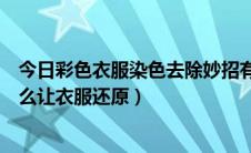 今日彩色衣服染色去除妙招有哪些（衣服被染色了怎么办怎么让衣服还原）