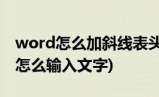 word怎么加斜线表头输入字(word斜线表头怎么输入文字)