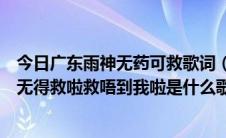 今日广东雨神无药可救歌词（广东雨神唱的这个是什么歌我无得救啦救唔到我啦是什么歌）