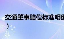 交通肇事赔偿标准明细表（交通肇事赔偿标准）