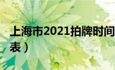 上海市2021拍牌时间（2021年上海拍牌时间表）