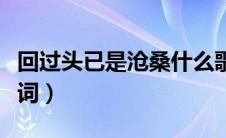 回过头已是沧桑什么歌（回过头已是沧桑的歌词）