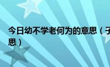 今日幼不学老何为的意思（子不学非所宜幼不学老何为的意思）