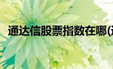 通达信股票指数在哪(通达信股票指标大全)