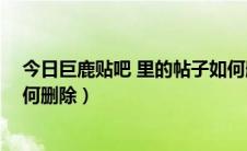 今日巨鹿贴吧 里的帖子如何删除啊（巨鹿贴吧 里的帖子如何删除）