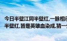 今日半壁江同半壁红,一脉相承传万代是什么生肖（半壁江同半壁红,皆是英雄血染成,猜一生肖）