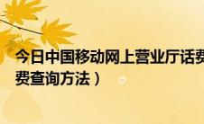 今日中国移动网上营业厅话费查询（中国移动网上营业厅话费查询方法）