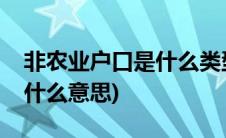 非农业户口是什么类型的户口(非农业户口是什么意思)