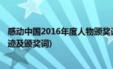 感动中国2016年度人物颁奖词事迹(2015年感动中国人物事迹及颁奖词)