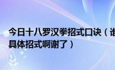 今日十八罗汉拳招式口诀（谁能提供一下少林十八罗汉拳的具体招式啊谢了）