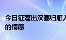 今日征蓬出汉塞归雁入胡天表达了作者什么样的情感