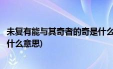 未复有能与其奇者的奇是什么意思(未复有能与其奇者的其是什么意思)