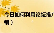 今日如何利用论坛推广（论坛社区如何推广营销）