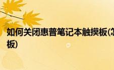 如何关闭惠普笔记本触摸板(怎样关闭惠普笔记本电脑的触摸板)