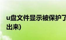 u盘文件显示被保护了怎么办(u盘文件显示不出来)