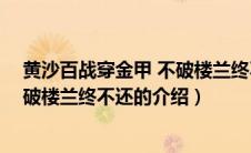 黄沙百战穿金甲 不破楼兰终不还（关于黄沙百战穿金甲 不破楼兰终不还的介绍）