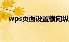 wps页面设置横向纵向（wps页面设置）