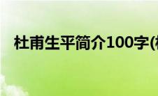 杜甫生平简介100字(杜甫生平简介100字)