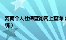 河南个人社保查询网上查询（河南社保查询个人账户查询系统）