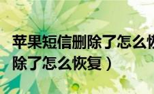 苹果短信删除了怎么恢复找回来（苹果短信删除了怎么恢复）