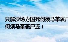 只解沙场为国死何须马革裹尸还是谁写的（只解沙场为国死何须马革裹尸还）