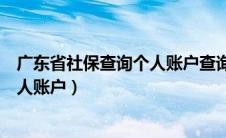 广东省社保查询个人账户查询电话（广东省个人社保查询个人账户）