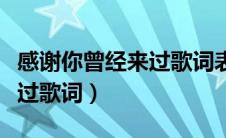 感谢你曾经来过歌词表达意思（感谢你曾经来过歌词）