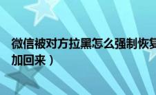 微信被对方拉黑怎么强制恢复好友（微信被对方拉黑了怎么加回来）