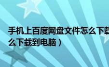 手机上百度网盘文件怎么下载到电脑（手机百度网盘文件怎么下载到电脑）