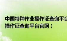 中国特种作业操作证查询平台网站网页链接（中国特种作业操作证查询平台官网）