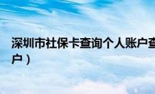 深圳市社保卡查询个人账户查询（深圳市社保卡查询个人账户）