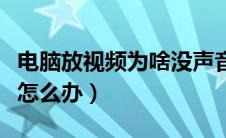 电脑放视频为啥没声音（电脑放视频没有声音怎么办）